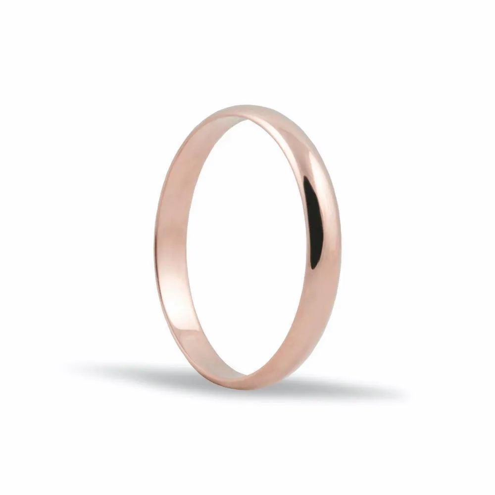 Alianza de oro rosa 18k de 3 mm acabado brillo