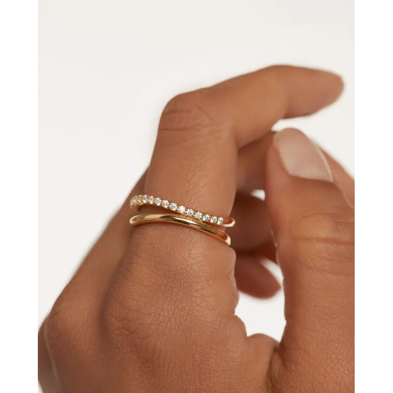 ANILLO PDPAOLA BAÑADO EN ORO CON DOS AROS ONDULANTES AN01-844