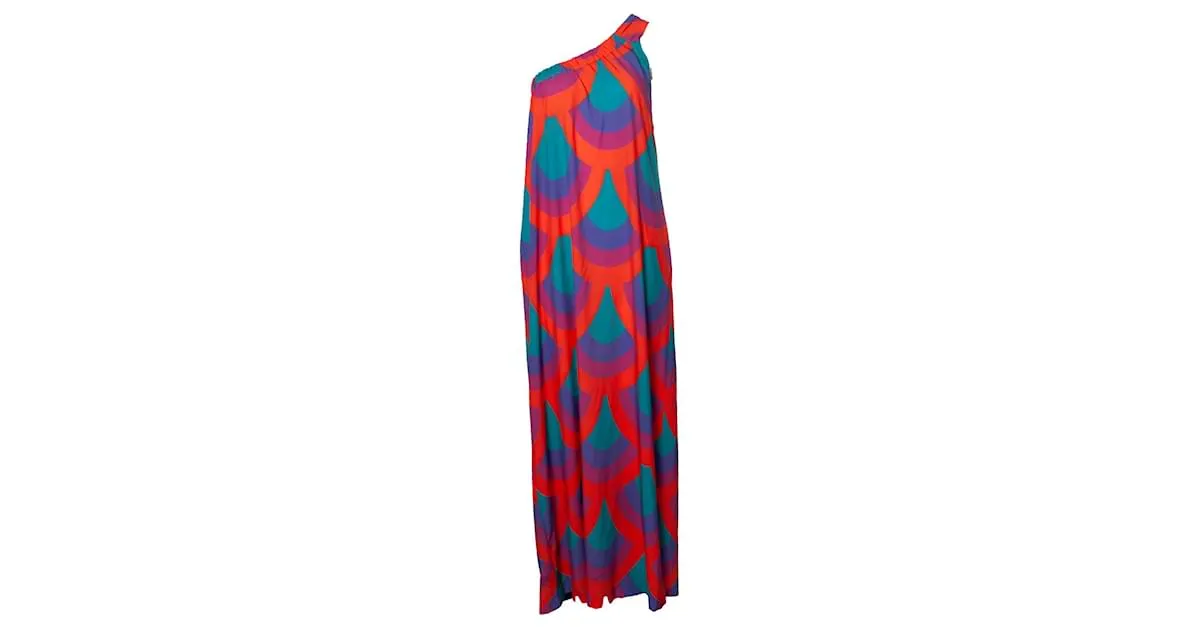 Autre Marque La bella de la playa, Vestido de un hombro Multicolor 