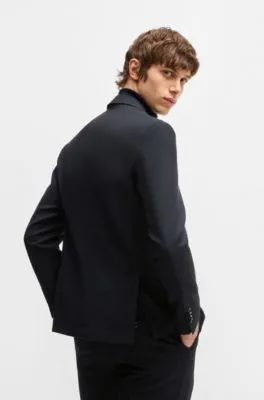 Blazer slim fit en piqué elástico con solapas descendentes