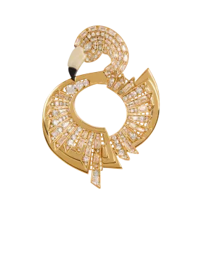Broche de flamenco rosa de latón y cristales 