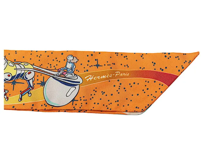 Bufanda de seda Twilly Derby Naranja Espacial de Hermès 