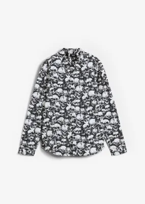 Camisa de manga larga Negro estampado
