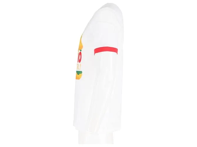 Camiseta con cuello redondo y estampado de hamburguesas de algodón blanco de Moschino Couture 