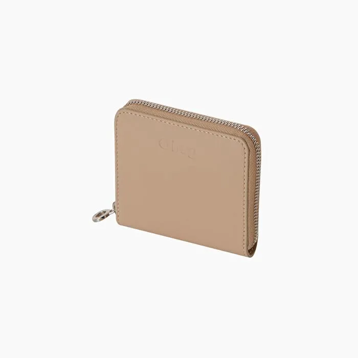 Cartera de nappa con cremallera arena O half wally