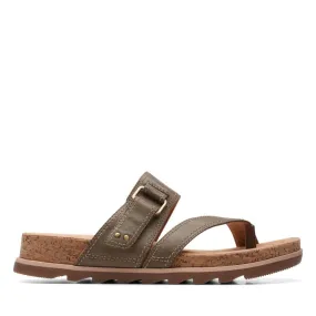 Clarks Sandalias Femenino Yacht_Beach Olive Leather