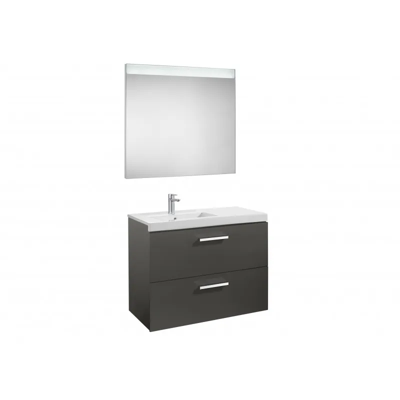 Conjunto de mueble con 2 cajones, lavabo y espejo con luz LED PRISMA - ROCA