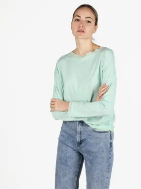 Daystar Camiseta de mujer de manga larga con detalles de voile