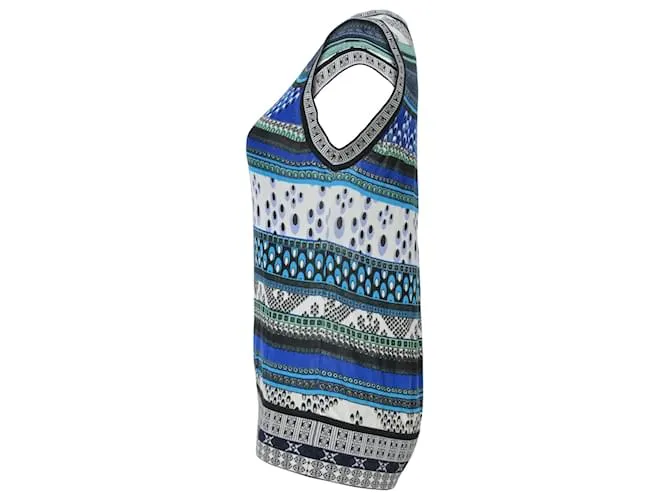 Diane Von Furstenberg Top sin mangas de punto en algodón azul 