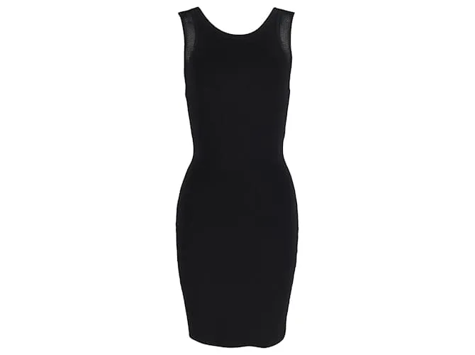Diane von Furstenberg Vestido de punto con aplicación de malla Moscú en rayón negro 