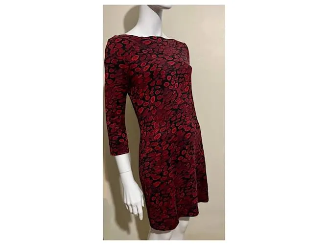Diane Von Furstenberg vestido Ruri de seda DvF Negro Burdeos 