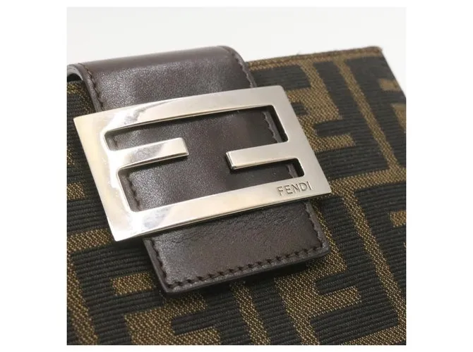 FENDI Zucca Canvas Agenda Agenda Planificador Cover Marrón Negro Auth yk766 Castaño 