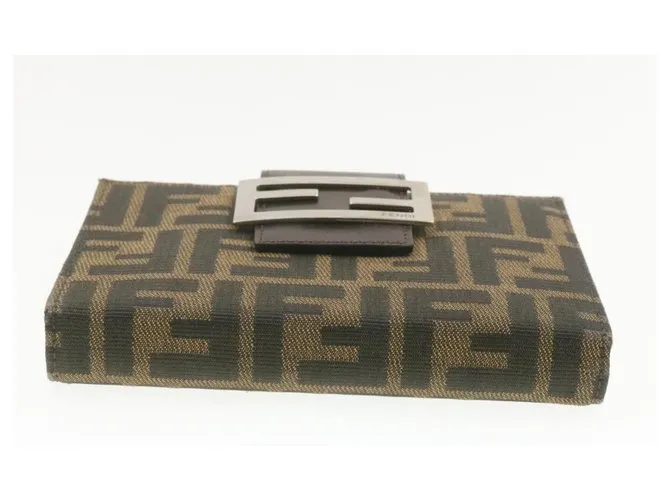 FENDI Zucca Canvas Agenda Agenda Planificador Cover Marrón Negro Auth yk766 Castaño 