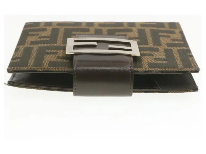 FENDI Zucca Canvas Agenda Agenda Planificador Cover Marrón Negro Auth yk766 Castaño 