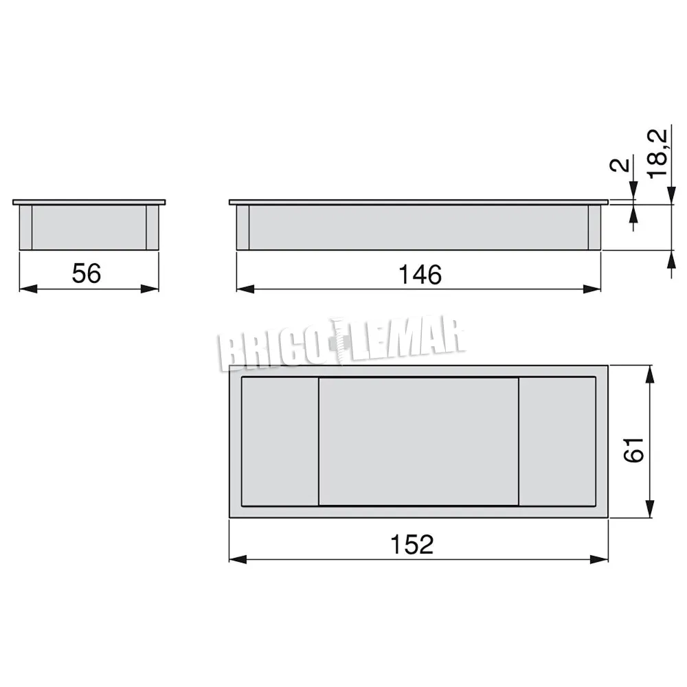 Lote de 5 pasacables mesa rectangular 152x61mm para encastrar plástico negro Emuca