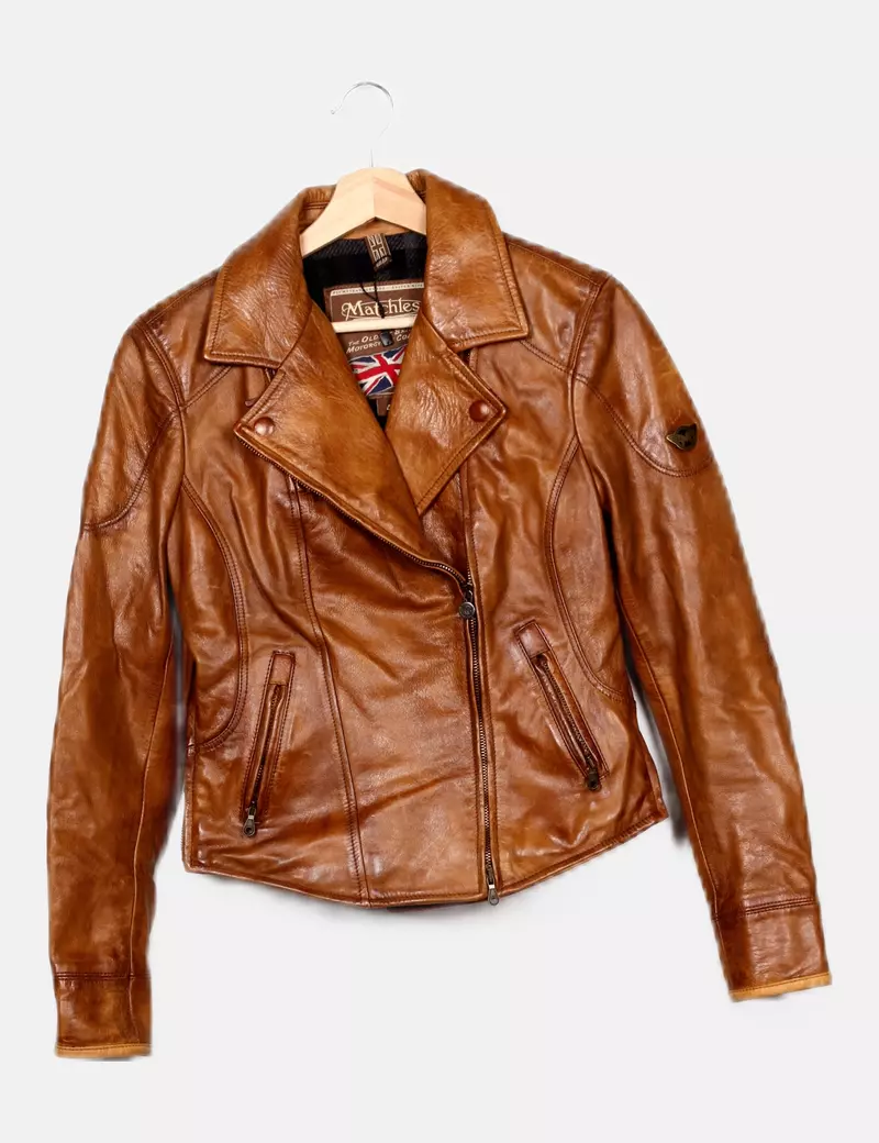 Matchless Biker de piel marrón