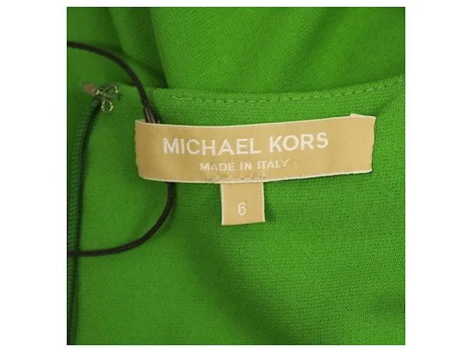 Michael Kors Verde Detalles drapeados Manga casquillo Hasta la rodilla Vestido talla 6 