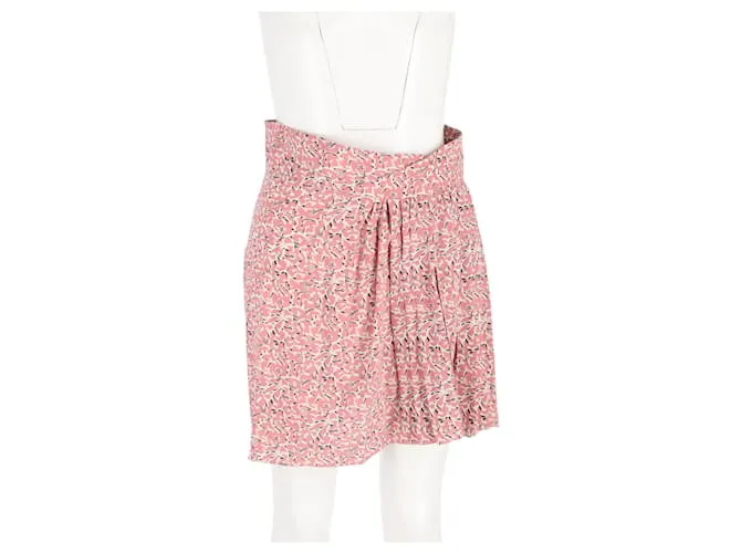 Minifalda plisada Isabel Marant en seda rosa 