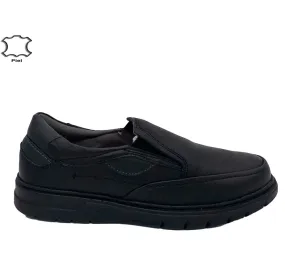 MOCASIN ELASTICOS CANO CONFORT 400711250.1B COMODO Y FLEXIBLE ZAPATO PARA HOMBRE PIEL NEGRO REPELE EL AGUA 28603
