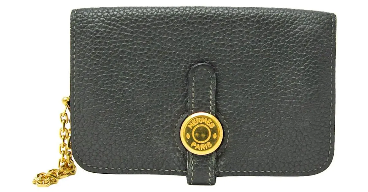 Monedero de cuero Togo verde oscuro Dogon de Hermès 