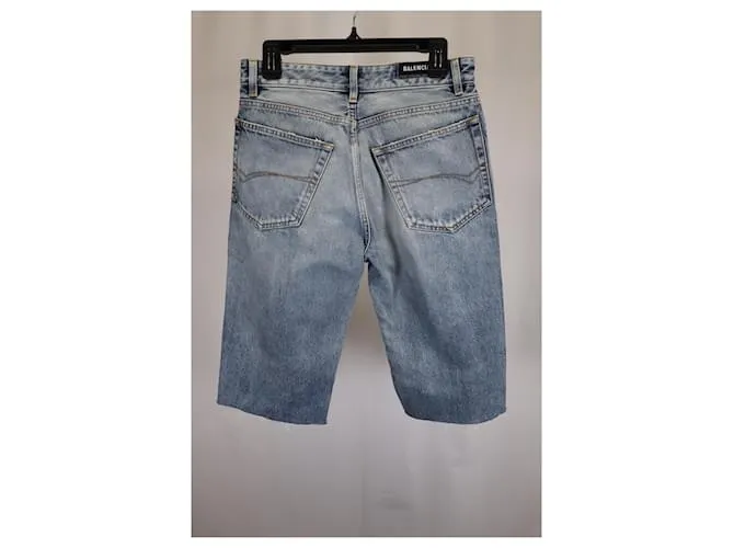 Pantalones cortos de denim slim Balenciaga de algodón azul claro 