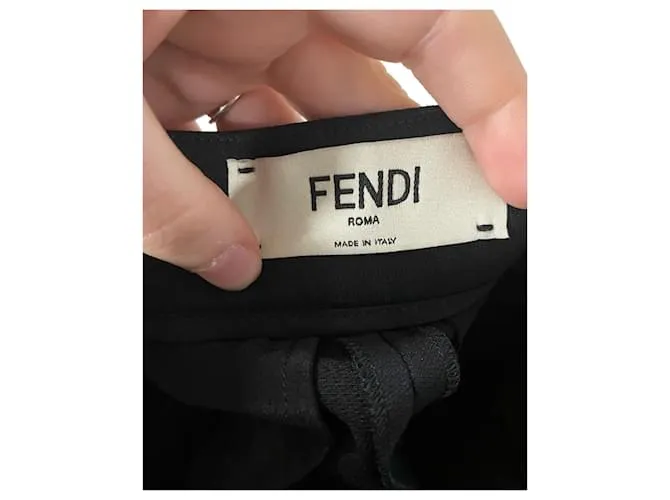 Pantalones Fendi de pernera recta en algodón negro 