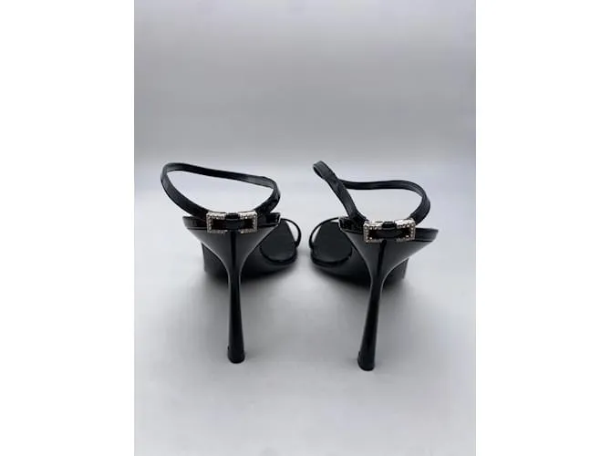 SERGIO ROSSI Sandalias T.UE 40.5 Cuero Negro 