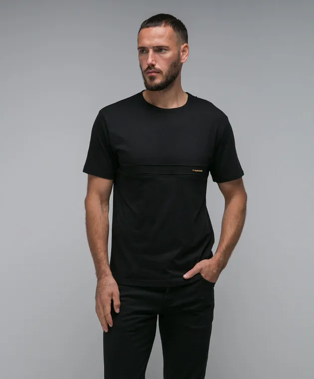 Stefano Ricci Black t-shirt with embroidery and logo