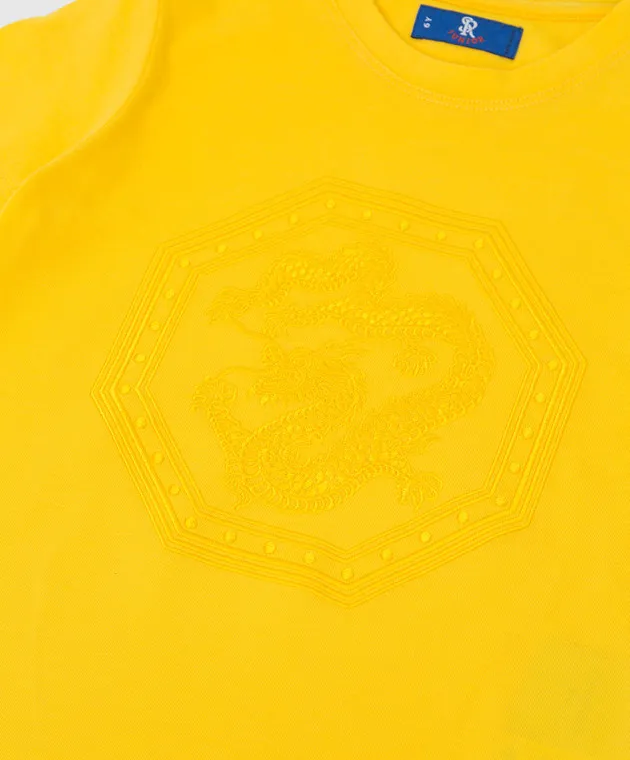 Stefano Ricci Children's yellow t-shirt with embroidery
