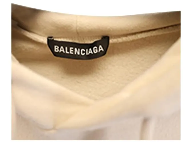 Sudadera Balenciaga Logo Ajuste Medio en Algodón Blanco Crudo 