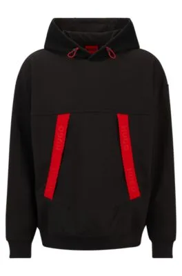 Sudadera con capucha oversize fit con cinta de logos roja