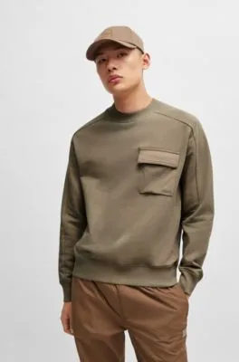 Sudadera de felpa de algodón con bolsillo con logo bordado