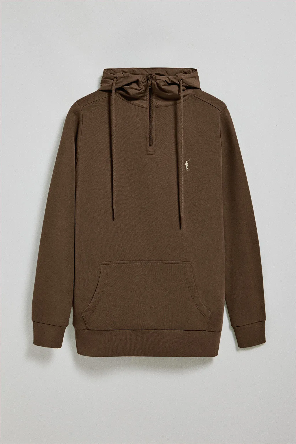 Sudadera marrón oscuro de media cremallera con capucha y bordado Rigby Go