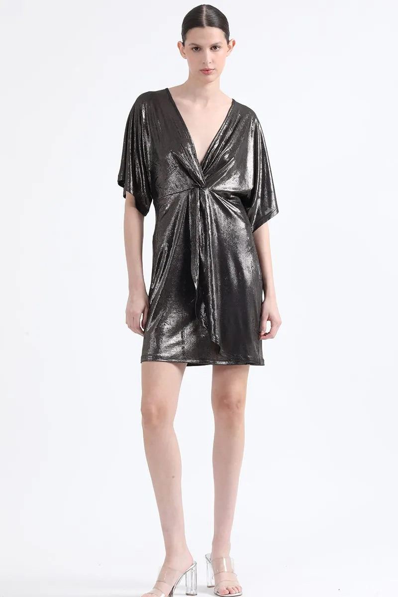 VESTIDO CORTO LUREX FANTASIA, NEGRO