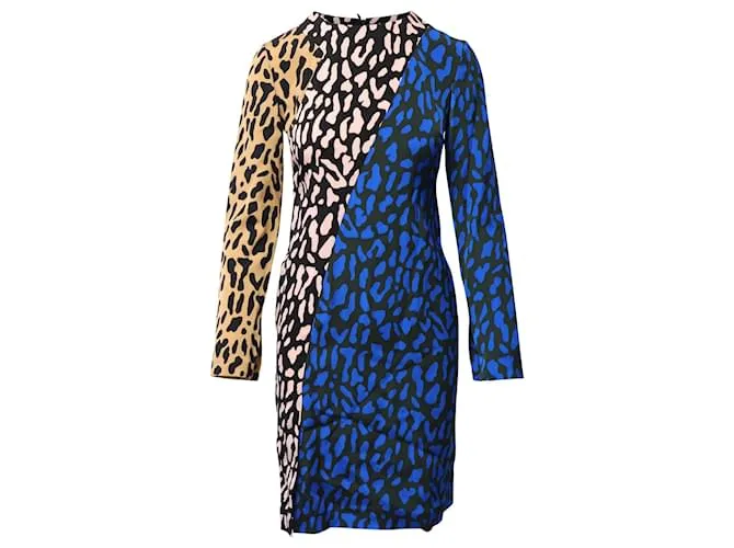 Vestido recto Belmont de seda multicolor de Diane Von Furstenberg Impresión de pitón 