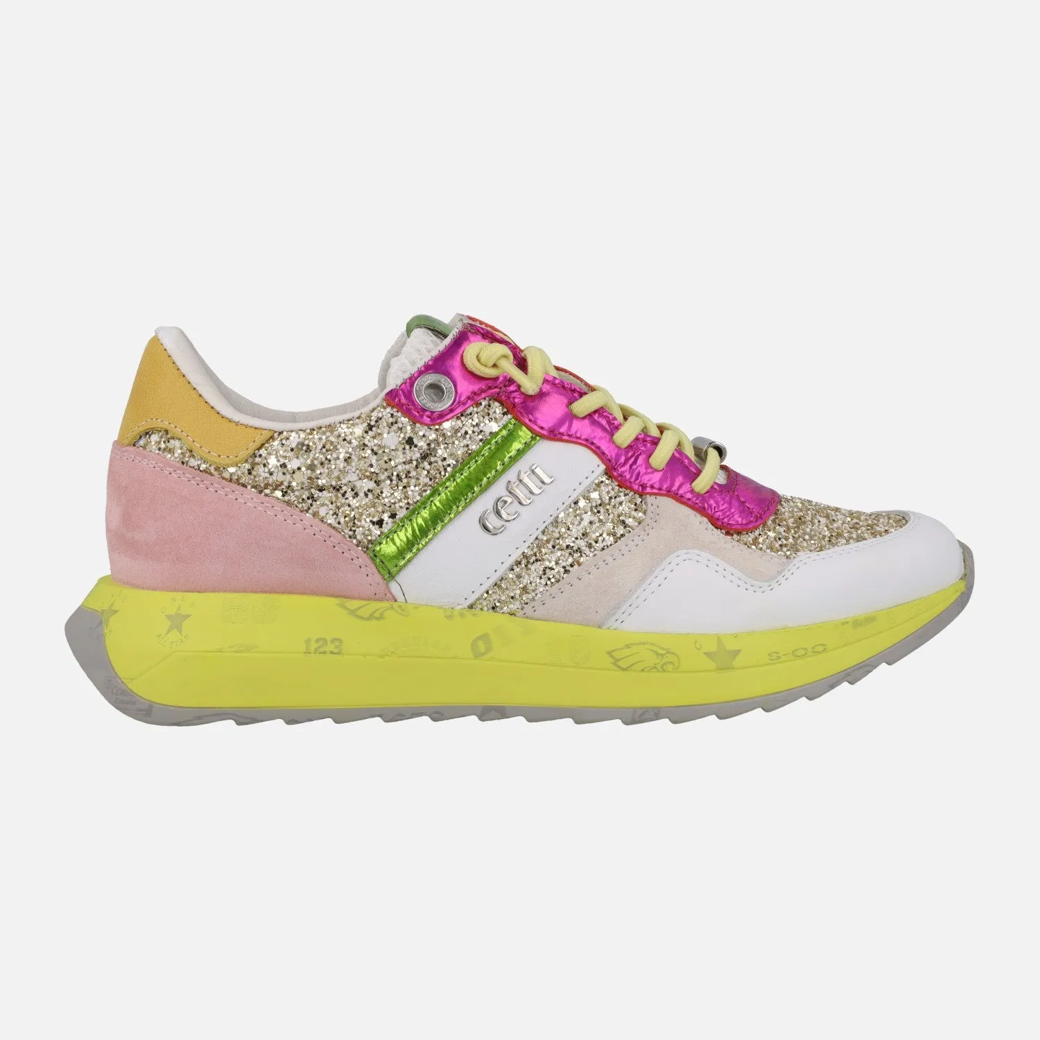 Zapatillas deportivas multicolor con detalles en glitter 1274