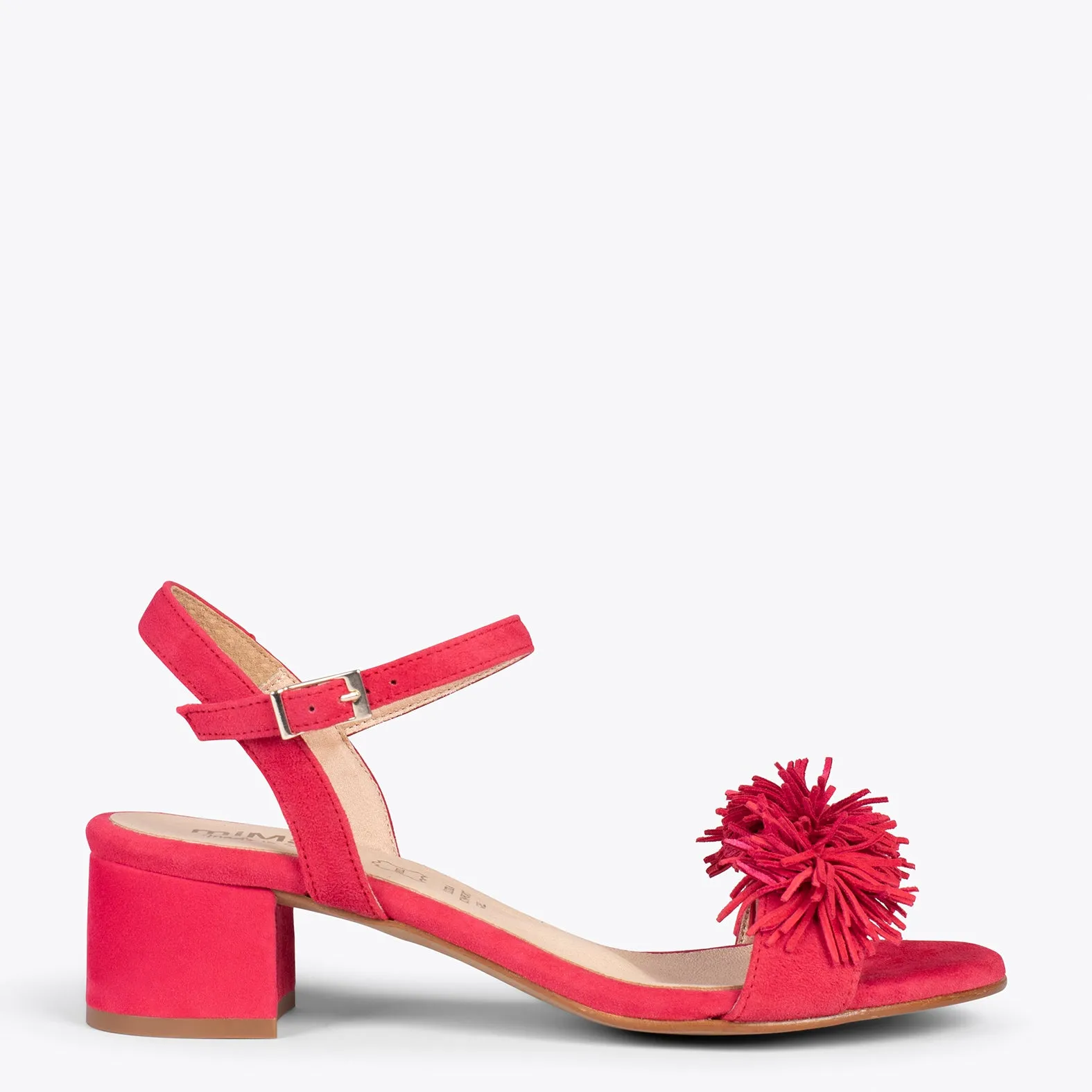 ZINNIA – Sandalias de fiesta con adorno floral ROJO